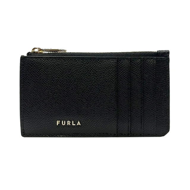 FURLA 芙拉FURLA 芙拉 WP00414 法國經典防刮牛皮金扣拉鍊名片夾零錢包(黑色)