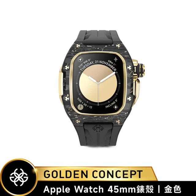 Golden Concept Apple Watch 45mm 保護殼 RSCIII45 金錶殼/黑橡膠錶帶(碳纖維複合材質鈦合金)