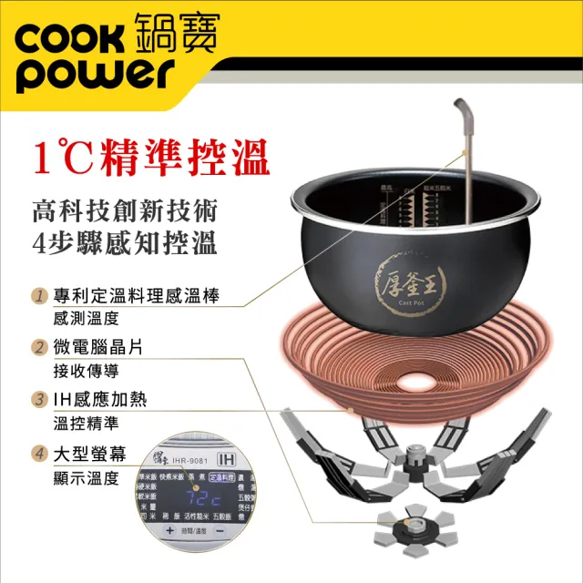 【CookPower 鍋寶】IH智能定溫電子鍋-10人份 玫瑰金(IHR-9100)