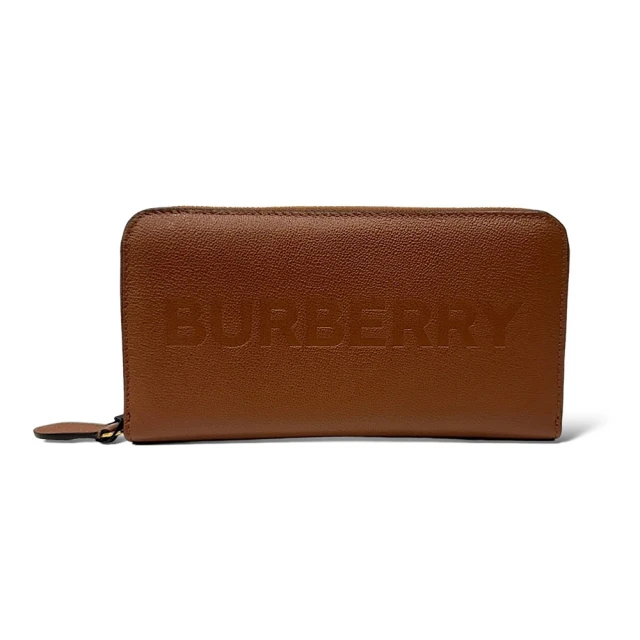 BURBERRY 巴寶莉 經典品牌 LOGO 牛皮拉鍊長夾 棕色(80528321)