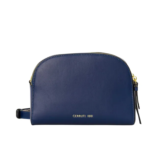 【Cerruti 1881】義大利原裝進口 頂級小牛皮肩背包側背包(深藍色 CEBA06619M)