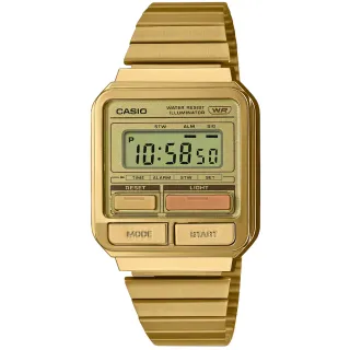 【CASIO 卡西歐】卡西歐懷舊復古電子鋼帶錶-金(A120WEG-9A)
