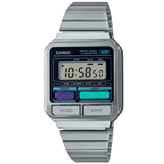 CASIO 卡西歐 卡西歐懷舊復古電子鋼帶錶-黑(A120WE-1A)