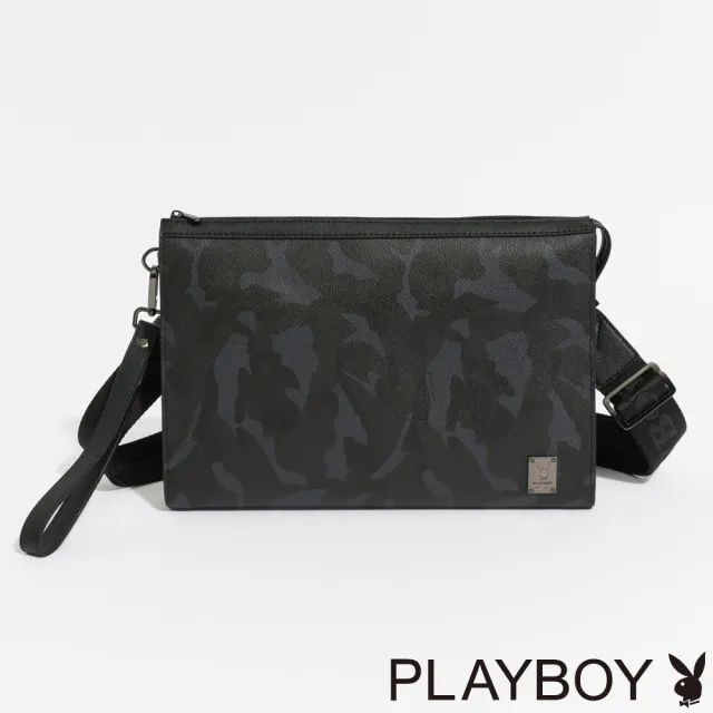 【PLAYBOY】手拿包附長背帶 Steady系列(黑色)