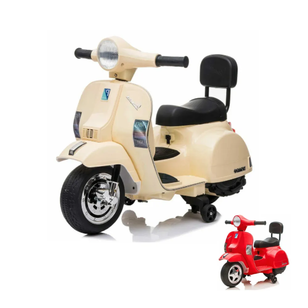 【奔雷國際】偉士牌 Vespa 原版授權 小偉士兒童電動摩托車 兒童超跑(米白/紅 A008 非皮椅)