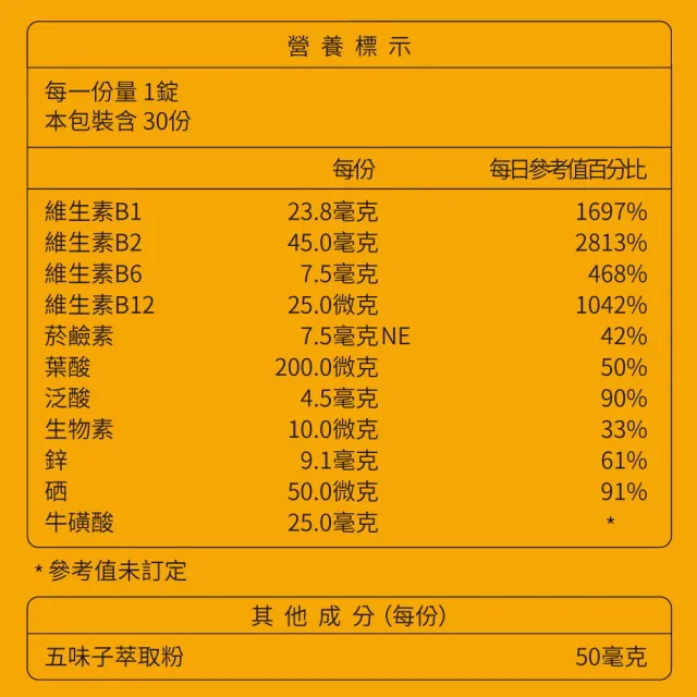 【大研生醫】B群緩釋雙層錠4入組(共120錠)-添加五味子.牛磺酸