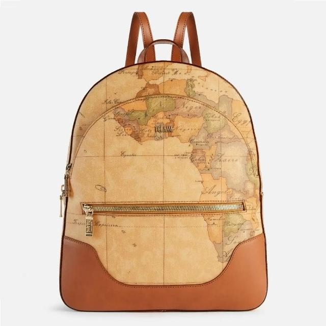 【Alviero Martini】義大利地圖包 圓弧雙層後背包28cm(地圖黃)