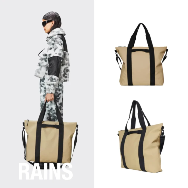 RAINS官方直營 Tote Bag 經典防水休閒托特包(Sand 駝沙色)