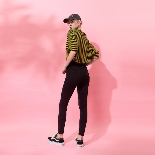 【ICHE 衣哲】Cop.Copine 法式時尚休閒條紋落肩五分連袖百搭造型上衣