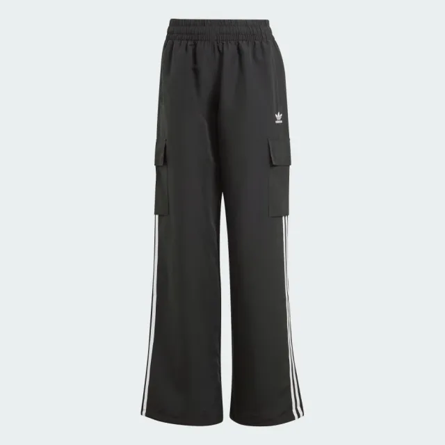 【adidas 愛迪達】長褲 女款 運動褲 三葉草 3S CARGO PANTS 黑 JF1292