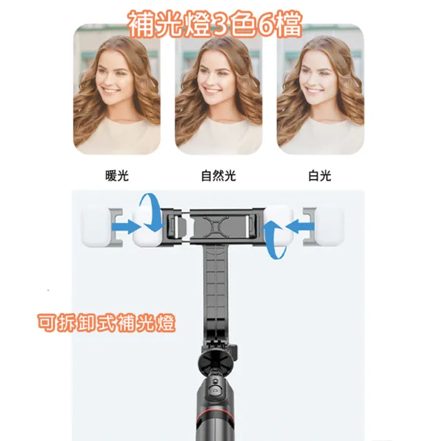 【HongXin】雙補光燈無線藍牙自拍棒(藍芽自拍棒/自拍神器/補光燈自拍棒)