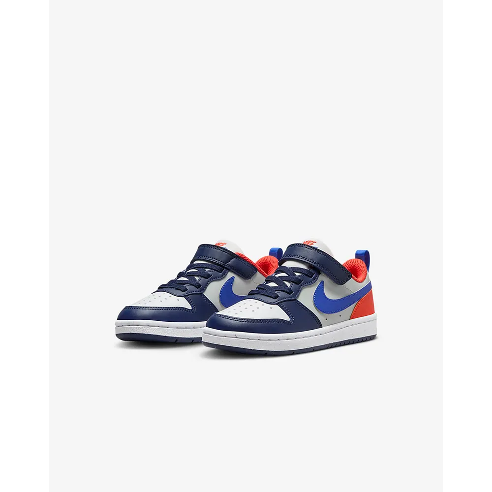 【NIKE 耐吉】運動鞋 休閒鞋 童鞋 小童 中童 COURT BOROUGH LOW RECRAFT PS 藍紅 魔鬼氈(DV5457401)