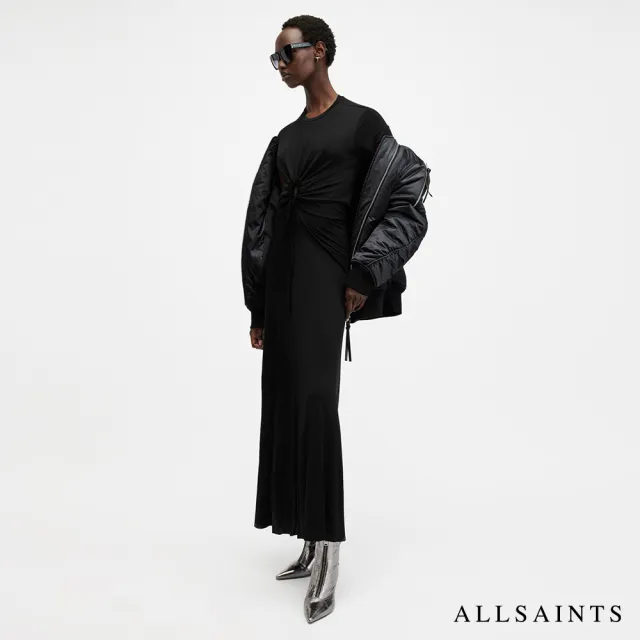 【ALLSAINTS】XYLIA 人造絲修身洋裝 W095DB(修身版型)