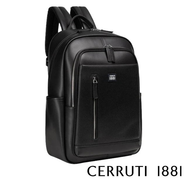 Cerruti 1881 義大利頂級小牛皮後背包(黑色 CEZA06516M)