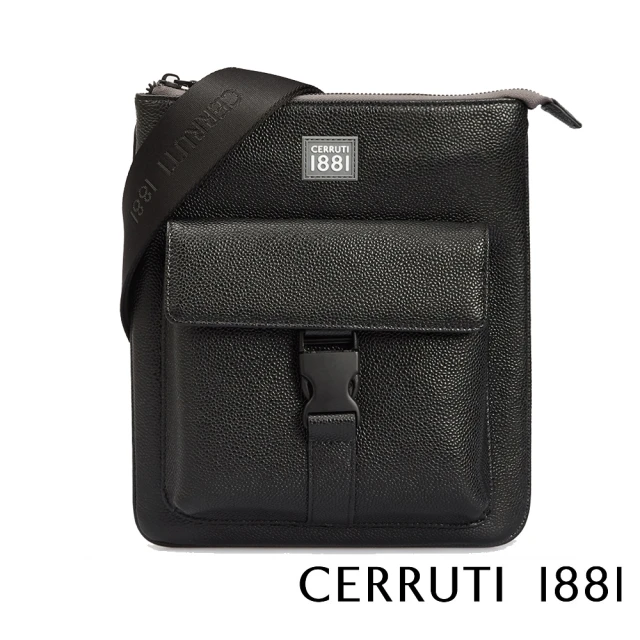 Cerruti 1881 義大利頂級小牛皮肩背包側背包(黑色 CEBO05342M)