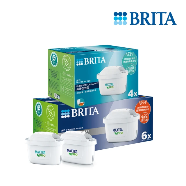 BRITA 官方直營 MAXTRA PRO濾芯-去水垢專家(6入裝)+純淨全效型(4入裝)