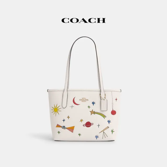 【COACH蔻馳官方直營】CITY小號托特手袋COACH X OBSERVED BY US-IM/粉筆白色 混合色(CU387)