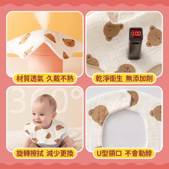 【Finger Pop 指選好物】純棉口水巾5入組(嬰兒口水巾 圍兜兜 寶寶圍兜)