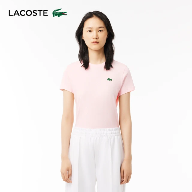 LACOSTE 女裝-美麗諾羊毛針織圓領長袖毛衣(花紗灰)好