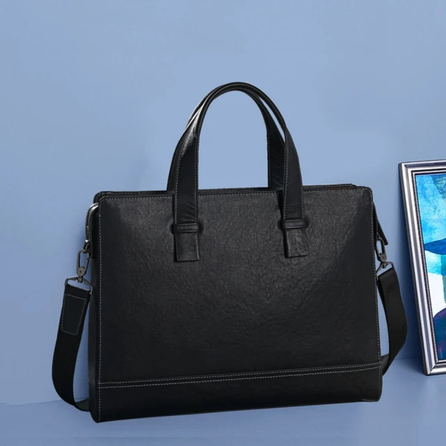 LONGCHAMP BOXFORD系列壓印皮標帆布兩用公事包