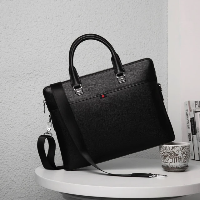 LONGCHAMP BOXFORD系列壓印皮標帆布兩用公事包