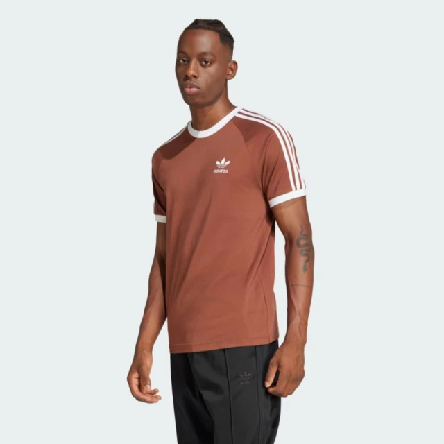 adidas 愛迪達 短袖上衣 男款 運動 三葉草 3-STRIPES TEE 磚紅 IZ3071(S2702)