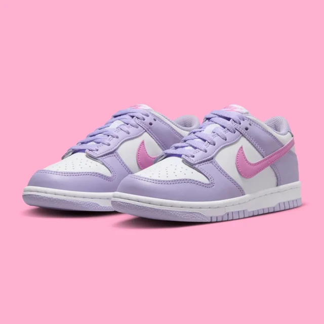 NIKE 耐吉 休閒鞋 DUNK LOW GS 女鞋 大童鞋 紫色 粉色 經典 低筒 休閒 潮流 穿搭(HQ1185-161)