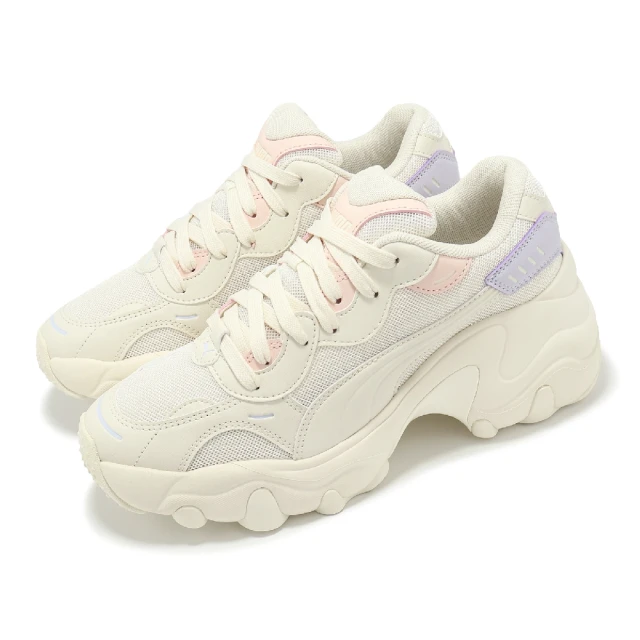 PUMA 休閒鞋 Pulsar Wedge Wns Mesh 女鞋 米白 粉紫 厚底 增高 老爹鞋(399680-01)