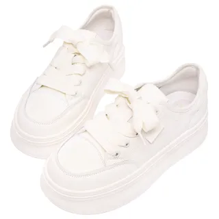 【Ann’S】輕量寬版-真皮滾邊厚底休閒鞋4.5cm(白)