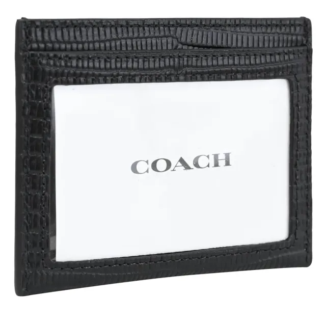 【COACH】簡約LOGO蜥蜴壓紋信用卡證件名片隨身卡夾(黑)