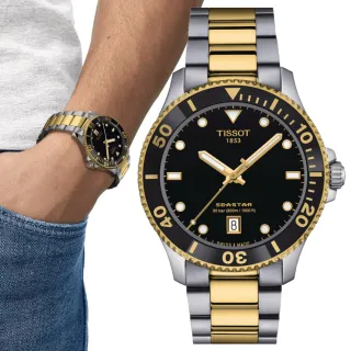 【TISSOT 天梭】SEASTAR1000海星系列 黑金 潛水腕錶 禮物 送禮 推薦(T1204102205100)