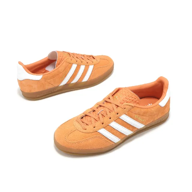 【adidas 愛迪達】休閒鞋 Gazelle Indoor W 女鞋 日落橘 白 膠底 復古 三條紋 愛迪達(JI2586)