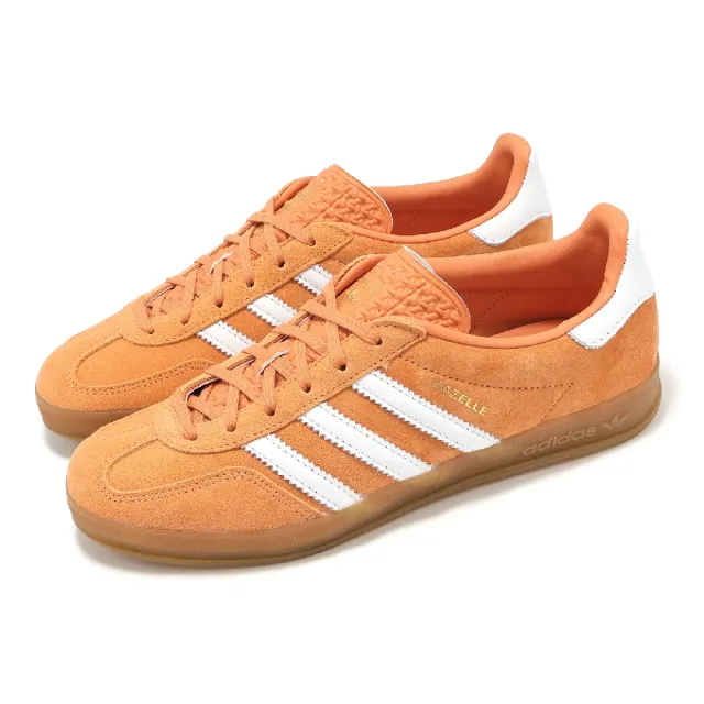 【adidas 愛迪達】休閒鞋 Gazelle Indoor W 女鞋 日落橘 白 膠底 復古 三條紋 愛迪達(JI2586)