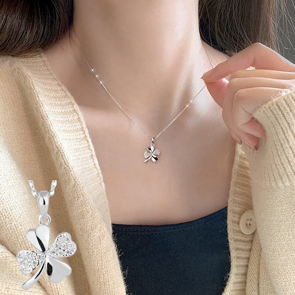 MoonDy】雙11 足銀項鍊S999純銀四葉草項鍊女項鍊項鍊純銀項鍊幸運項鍊