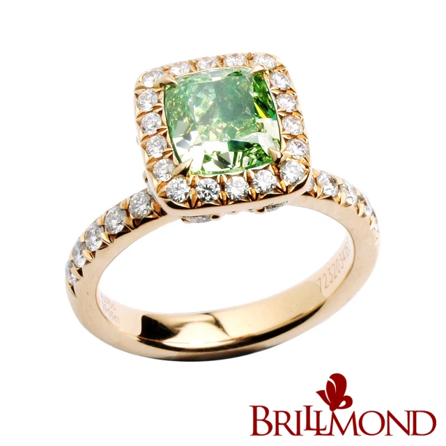 BRILLMOND JEWELRY GIA 天然鑽石 2克拉 18K 王者之冠綠色彩鑽戒(Fancy Grayish Greenish Yellow/VS2)