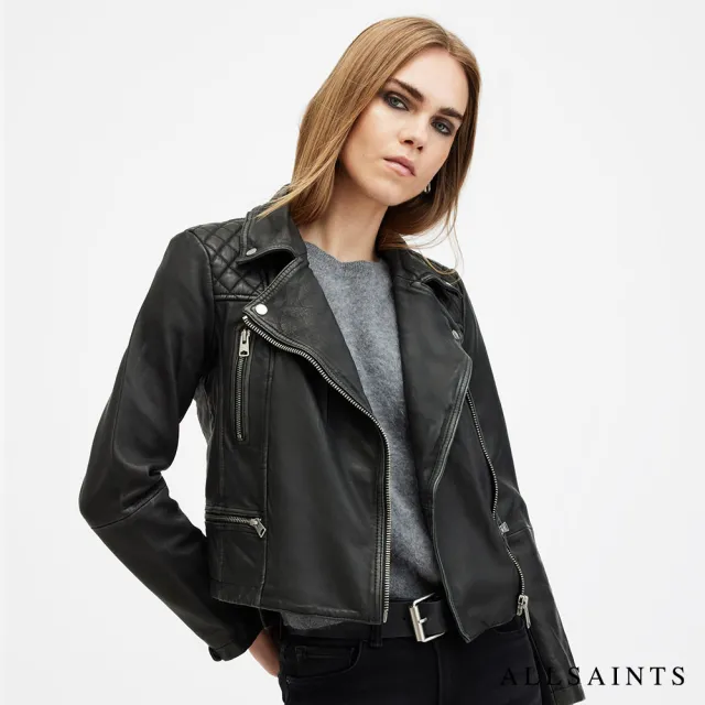 【ALLSAINTS】CARGO 鑽石絎縫經典騎士羊皮皮衣外套 W085LB(常規版型)