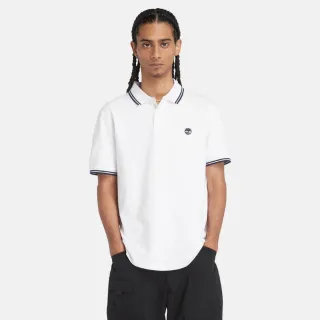 【Timberland 官方旗艦】男款白色休閒短袖POLO衫(A42A5100)