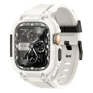 【Amband】Apple Watch 專用保護殼 ☆ M1白色TPU殼帶黑鋼釦(49mm - Apple Watch ultra 3 / 2 / 1)
