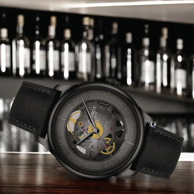 【TISSOT 天梭】杜魯爾 鏤空機械腕錶  手錶 情人節 禮物(T1398363644100/39mm)