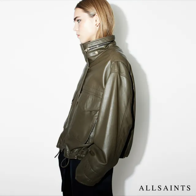 【ALLSAINTS】CLAY 寬鬆羊皮騎士皮衣-橄欖綠  W035LB(寬鬆版型)