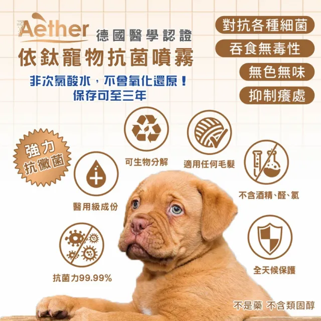 【Aether 依鈦抗菌專家】寵物皮膚專用噴霧  2瓶組(250ml/瓶)