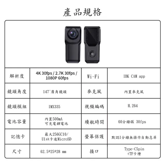【JINPEI 錦沛】真4K解析度、SONY Starvis 微型運動攝影機、防水30米、APP 即時傳輸、拇指型JS-09B(贈64GB)