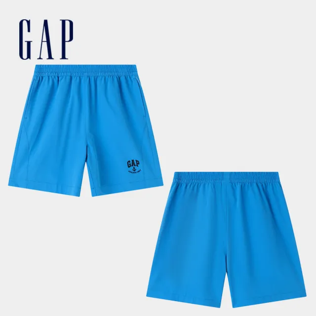 【GAP】兒童裝 Logo/小熊刺繡鬆緊短褲-多款任選(466648&466758)