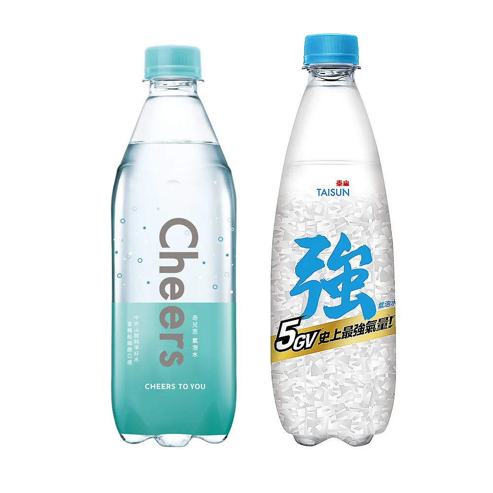 【泰山】Cheers氣泡水+泰山強氣泡水500ml 24入各1箱 共48入(新裝上市)