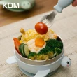 【KOM】海洋系列｜316不鏽鋼兒童矽膠學習隔熱碗-2入組(另贈飛魚湯匙*2+叉子*2+小鯨魚抽繩提袋*1)
