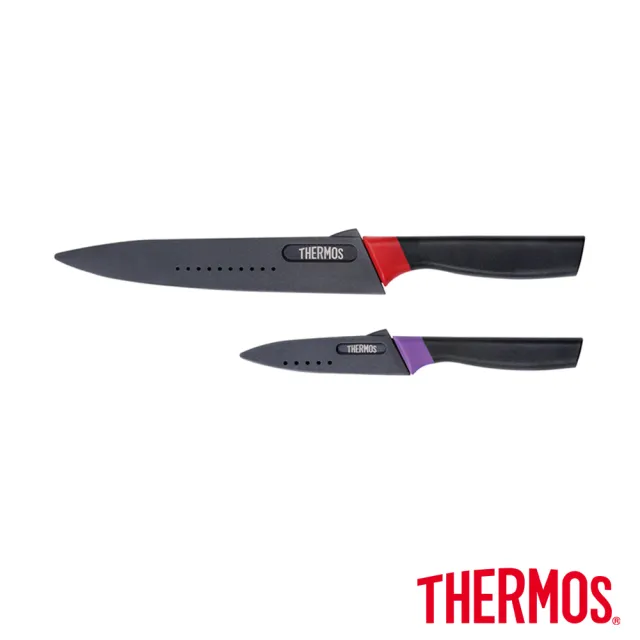 【THERMOS 膳魔師】獨家專售_巧膳不鏽鋼含蓋單柄炒鍋28cm+不鏽鋼二入刀具組(LPD-28HB-S+FA-05N)