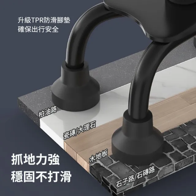 【Lele】加固鋁合金多功能四腳防滑拐杖 雙手柄支撐助力杖 可調節高度老人杖 登山助力杖(手杖/伸縮杖/拐棍)