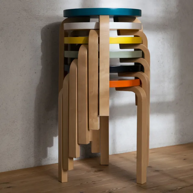 【北歐櫥窗】Artek Stool E60 四腳圓凳(橙橘)