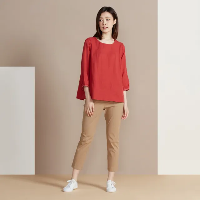 【YVONNE 以旺傢飾】出清品 立體彈性長褲-蜜茶棕