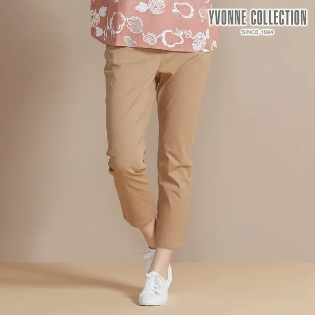 【YVONNE 以旺傢飾】出清品 立體彈性長褲-蜜茶棕